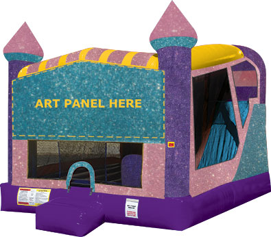 A Pink and Purple Castle with Art panel